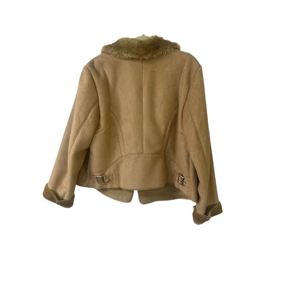 Chico’s outer wear coat suede look with faux fur sz XL - Picture 2 of 4